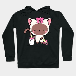 Cute white cat is a baby - girl Hoodie